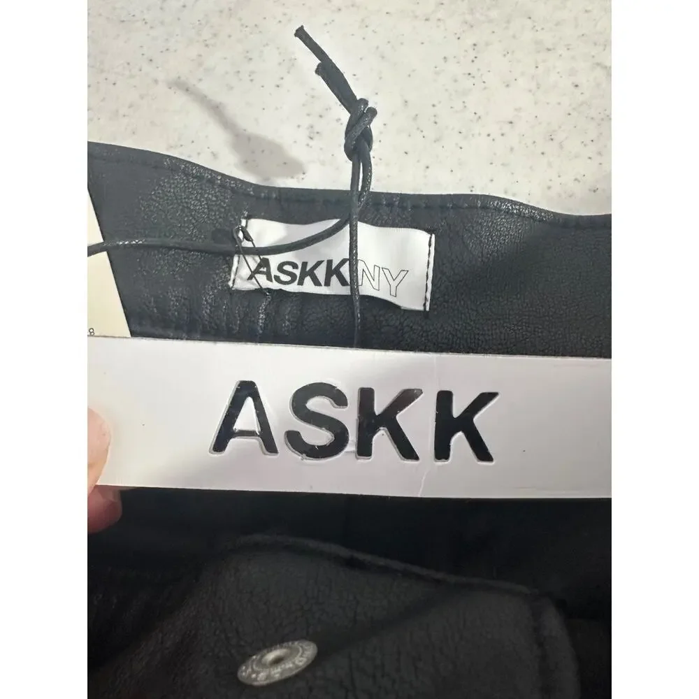 NEW ASKK NY Anthropologie Faux Leather Black Shorts 31 RARE HTF RETAIL $275 A50 - Picture 5 of 8